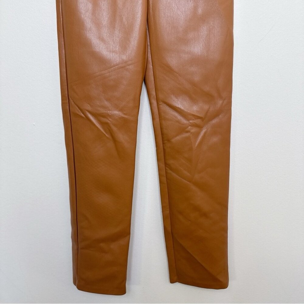 ARITZIA WILFRED Womens 2 The Melina Pant High Waisted Vegan Leather Cognac - Picture 7 of 15